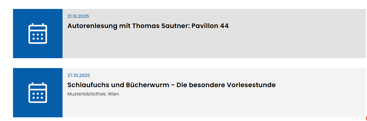 Screenshot: Übersicht eingetragener Veranstaltungen