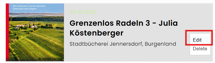 Veranstaltung bearbeiten - Edit